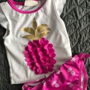 Crazy 8 bright pink and gold pineapple swimsuit
